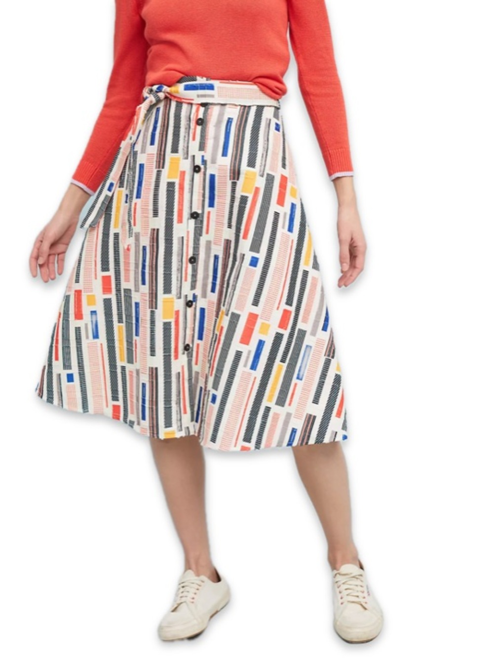 Anthropologie Hutch Willem A-Line Full Skirt Size 6 Retro Patchwork Midi Cream